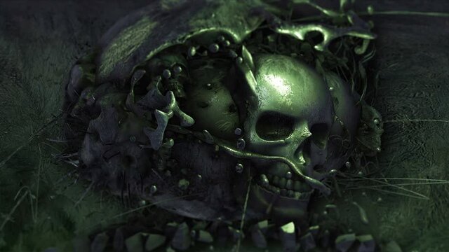 skull death hell rock metal abstract art loop animation