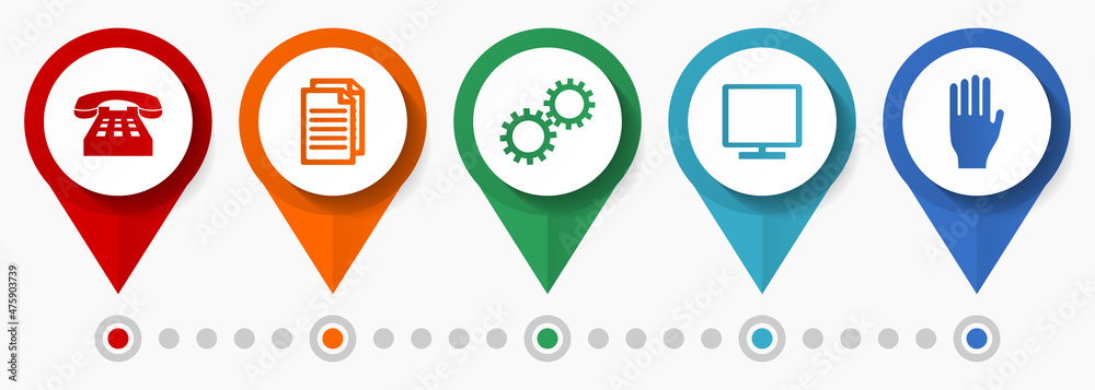 Poster technology, business concept vector icon set, flat design pointers, infographic template