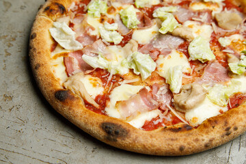 pizza with salami and cheese