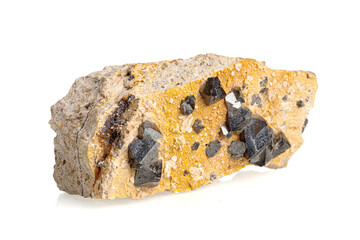Macro Magnetite mineral stone on a white background