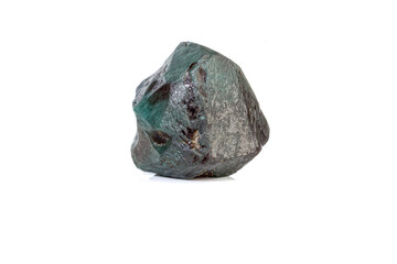 macro mineral stone alexandrite bluish - green with fluorescent light on a white background