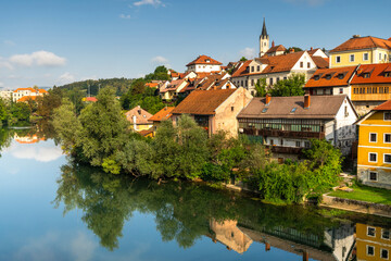 Fototapeta na wymiar Novo Mesto ( Rudolfswerth, Newestat), Slovenia, Lower Carniola Region, near Croatia at Bend of River Krka