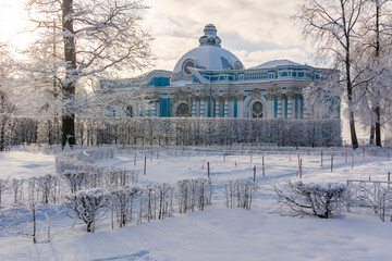 Grotto pavilion in Catherine park in winter, Tsarskoe Selo (Pishkin), Saint Petersburg, Russia