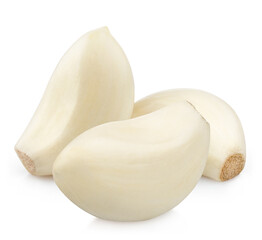 Peeled garlic cloves, isolated on white background