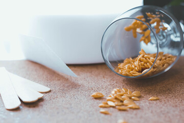 Shugaring master. Sugar paste for depilation. Intimate hygiene. Smooth skin.