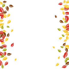 Falling autumn leaves. Red, yellow, green, brown c