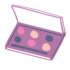 Image of a palette with shadows with six colors for applying to the eyelids of the eyes