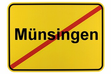 Illustration eines Stadtausgangsschildes der Stadt Münsingen