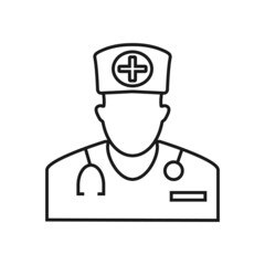 Doctor thin vector icon on white background