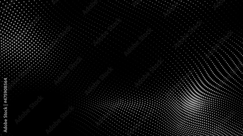 Wall mural dot white black wave technology texture background. abstract big data digital concept. 3d rendering.