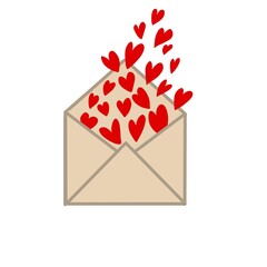 letter icon illustration. love letters valentine's day. letters with hearts. I love you