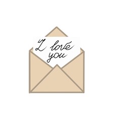 letter icon illustration. love letters valentine's day. letters with hearts. I love you