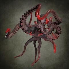 Predatory ocean octopus. 3D illustrations