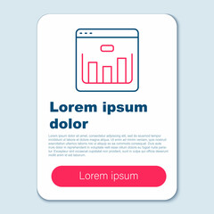 Line Browser with stocks market growth graphs and money icon isolated on grey background. Monitor with stock charts arrow on screen. Colorful outline concept. Vector