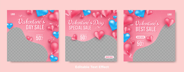 Obraz premium Valentine's day sale social media post collection 
