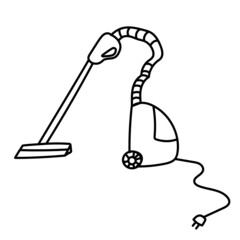 outline vacuum cleaner with cable. vector hand drawn doodle style element