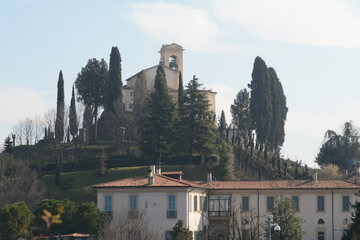 Il Santuario della Beata Vergine del Carmelo sul punto più alto della collina di Montevecchia in...
