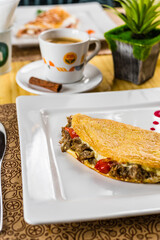 Healthy Food Homemade Classic Food Brazilian Dish Plate Menu Lunch Breakfast Rice Beans Pasta Sausage Shrimp on the Table