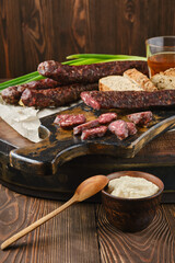 Dried sausage made of venison and turkey meat