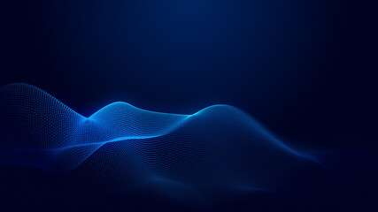 Abstract dot blue wave gradient texture technology background.