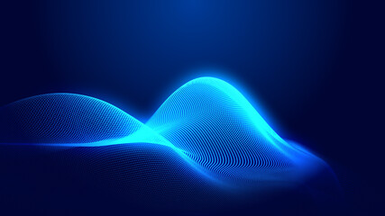 Abstract dot blue wave gradient texture technology background.