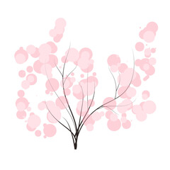 handdrawn tree with tender bubble crown spring forest doodles vector season winter, spring, summer. flat