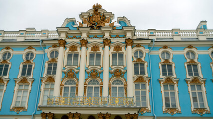 Fototapeta na wymiar The Catherine Palace, located in the town of Tsarskoye Selo Pushkin , St. Petersburg, Russia