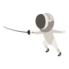 Cartoon Illustration Of A Kid Playing Fencing