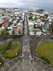 Vertical aerial view of Reykjavik, Iceland