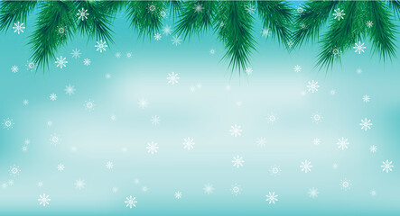 Fototapeta na wymiar Banner with vector christmas tree branches and space for text.