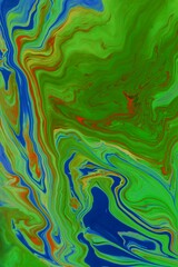 Green marble background. Acrylic texture with marble pattern. Mixing colors creates an interesting structure. It is well suited for laptop background and wallpaper, fabric