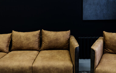 Leather sofa in living room