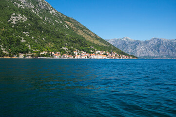 Panorama of the Bay of Kotor and the town Perast