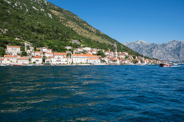Fototapeta na wymiar Panorama of the Bay of Kotor and the town Perast
