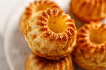 Close-up Muffins with oranges on white board, marco and texture. Cupcakes