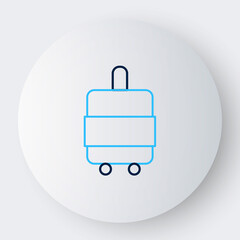 Line Suitcase for travel icon isolated on white background. Traveling baggage sign. Travel luggage icon. Colorful outline concept. Vector