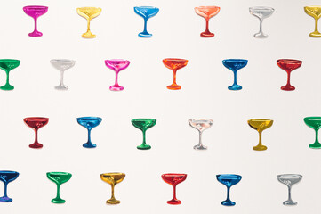 colored cocktail glasses patern. Preparing for the party