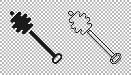 Black Honey dipper stick icon isolated on transparent background. Honey ladle. Vector
