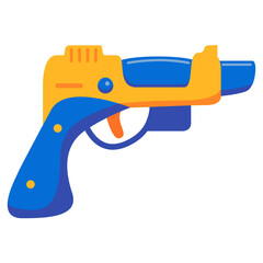 Futuristic weapon.Cartoon gun blaster.Laser weapon. Child pistol.Isolated on white background.Vector flat illustration.