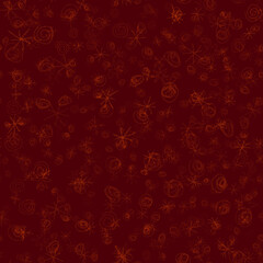 Hand Drawn Snowflakes Christmas Seamless Pattern. Subtle Flying Snow Flakes on chalk snowflakes Background. Astonishing chalk handdrawn snow overlay. Wondrous holiday season decoration.