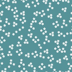 Naadloze vintage patroon. kleine witte bloemen op een lichtblauwe achtergrond. vectortextuur. modieuze print voor textiel.