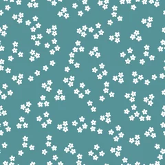 Keuken foto achterwand Kleine bloemen Naadloze vintage patroon. kleine witte bloemen op een lichtblauwe achtergrond. vectortextuur. modieuze print voor textiel.