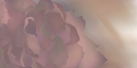 Fondo banner con motivos de naturaleza, flor en primer plano, pétalos en tonos pastel rosados. Recurso gráfico con espacio para texto