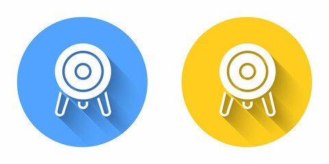White Target sport icon isolated with long shadow background. Clean target with numbers for shooting range or shooting. Circle button. Vector
