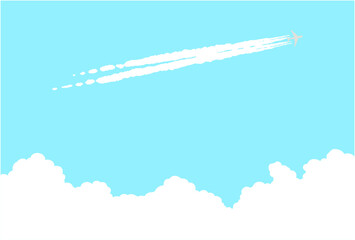空に飛行機雲が見える風景 - obrazy, fototapety, plakaty