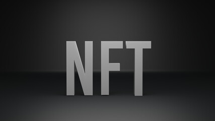 3d render of NFT word. Background