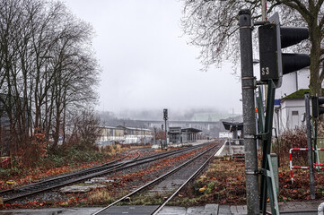 Fototapeta premium Der Bahnhof von Arnsberg im Sauerland im Winter