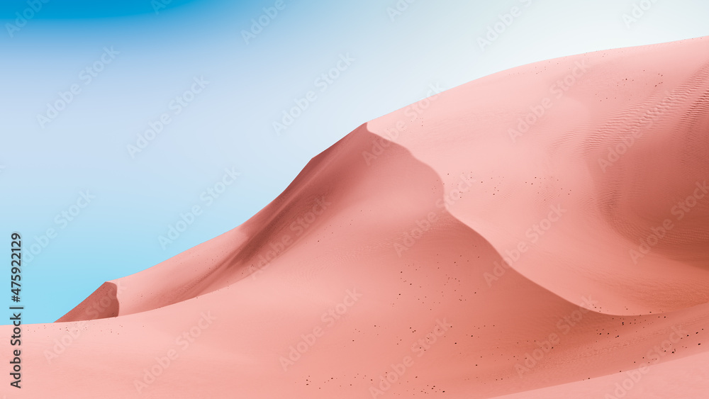 Wall mural pale pink dunes and dark blue sky. desert dunes landscape with contrast skies. minimal abstract back