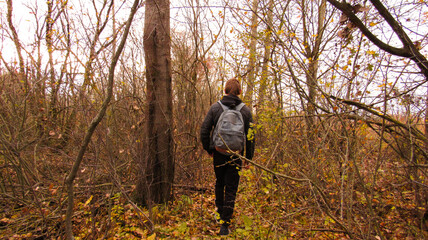 A young guy in the woods. Hike