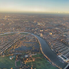 Aerial view of London skyline